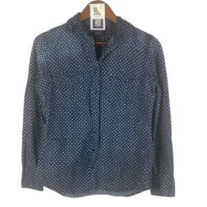 JCREW dark denim white stars button up //XS